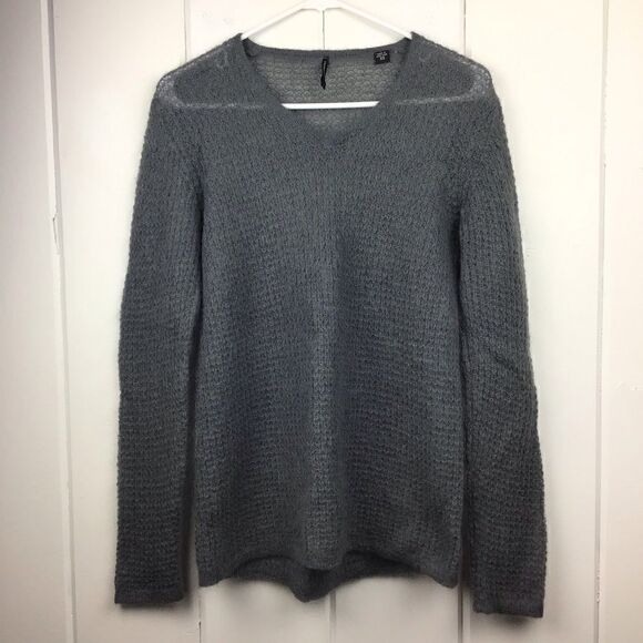 ISDA & CO Gray Knit Mohair V-neck Sweater XS - Picture 1 of 6